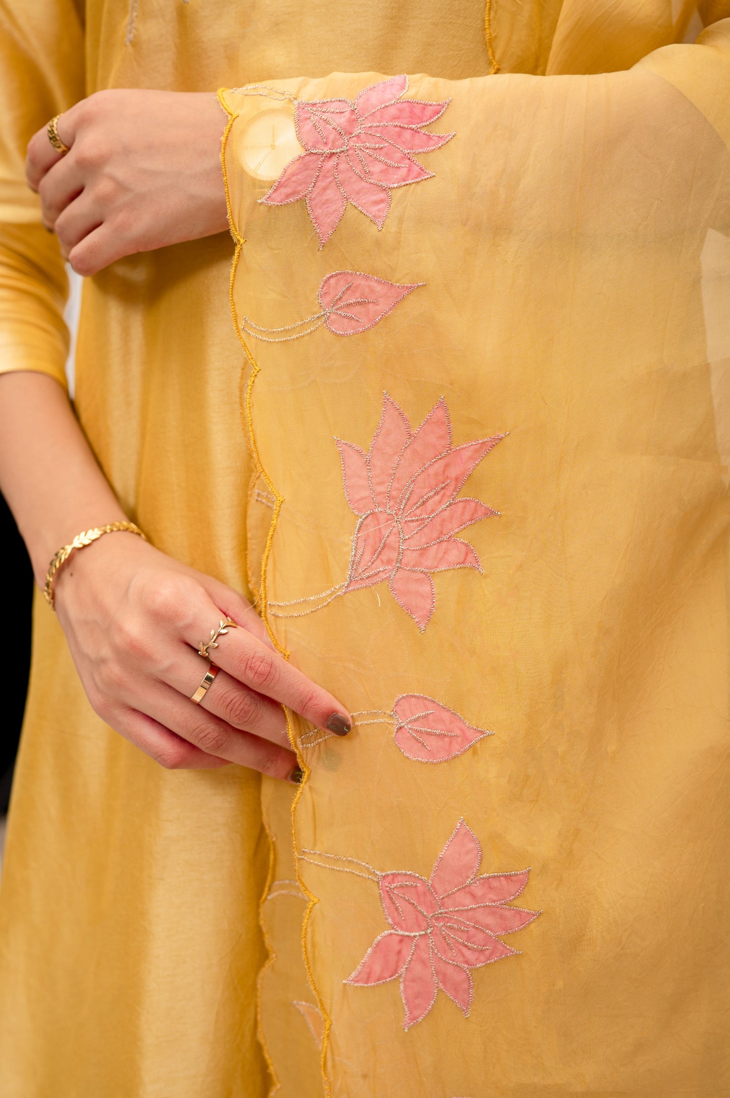 Yellow Silk Suit with Pant & Dupatta – Elegant Zari Work Detailing