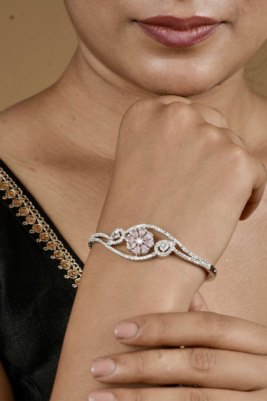Sparkling AD Pink Stones Elegant Link Lock Bracelets - Mayrake.in
