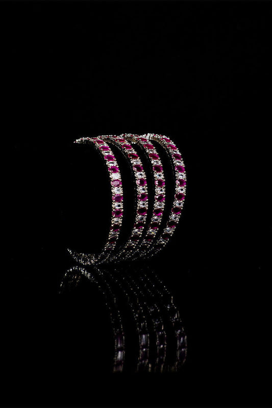 Sparkling AD Ruby Stones Bangles Set of Four - Mayrake.in