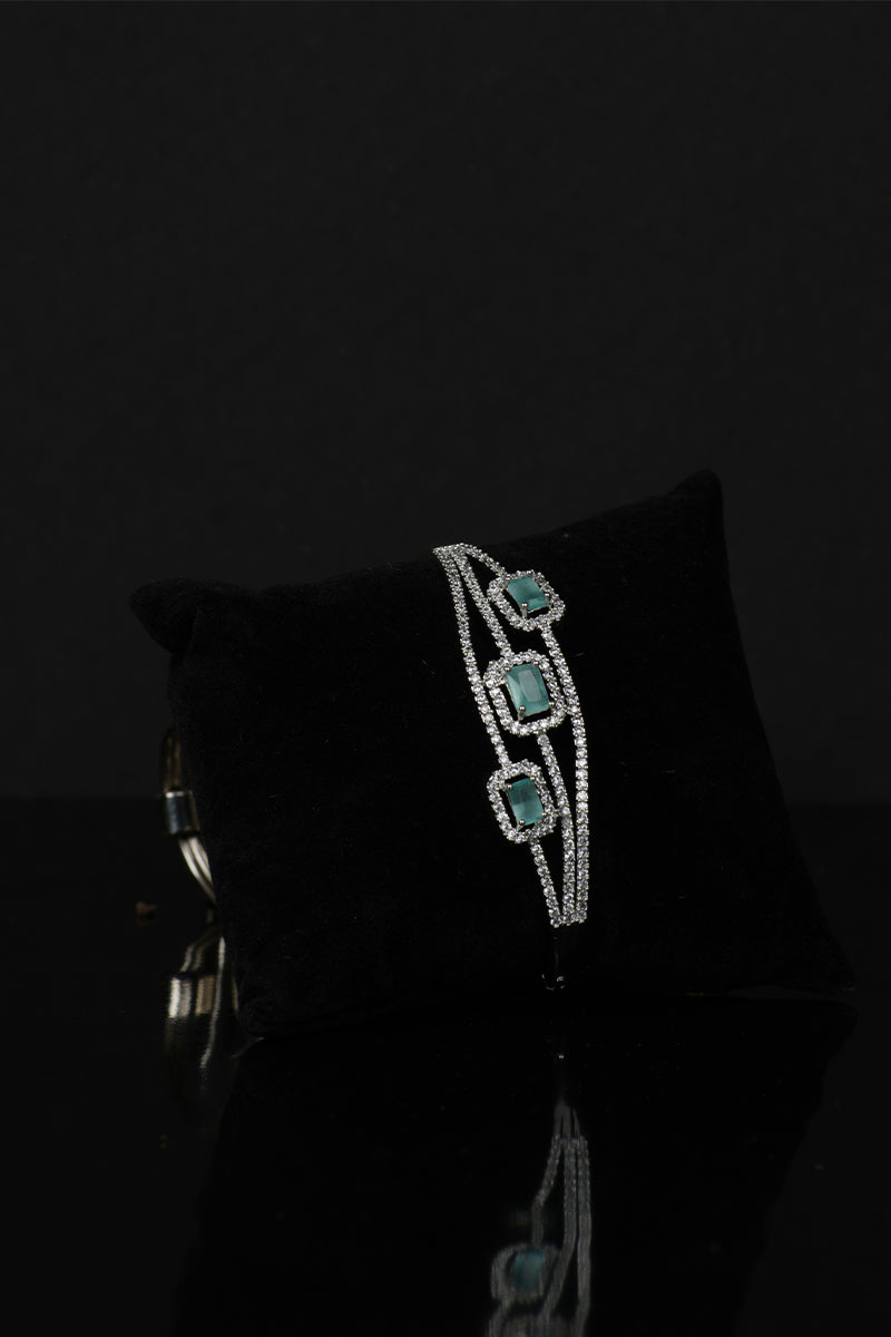 AD Aqua Tri-Stone Link Lock Bracelet - Mayrake.in