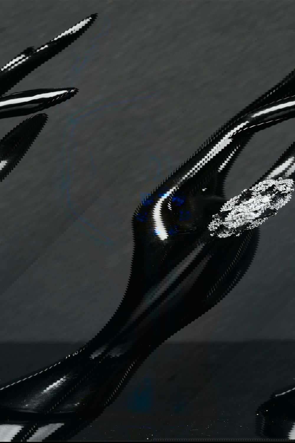 American Diamond Round Shaped Blue-Colored Multiple Stone Ring Jewellery - Mayrake.in