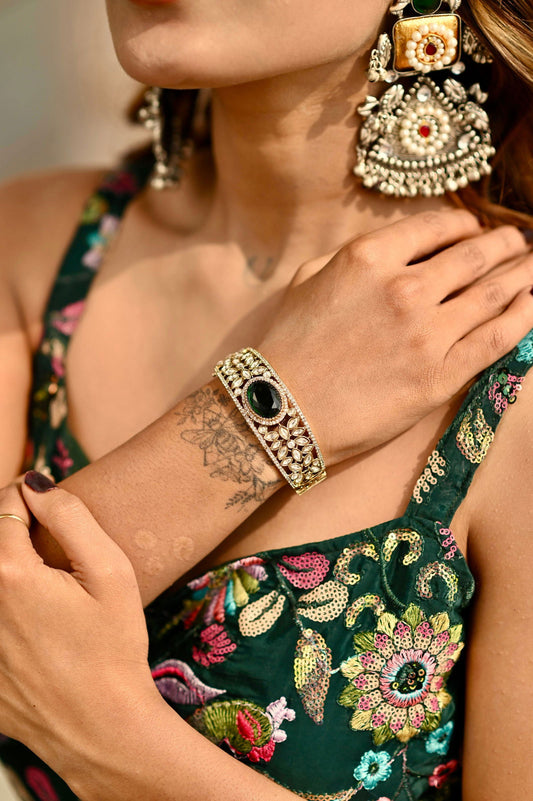 Antique Blue Stone Kundan Bracelet - Mayrake.in