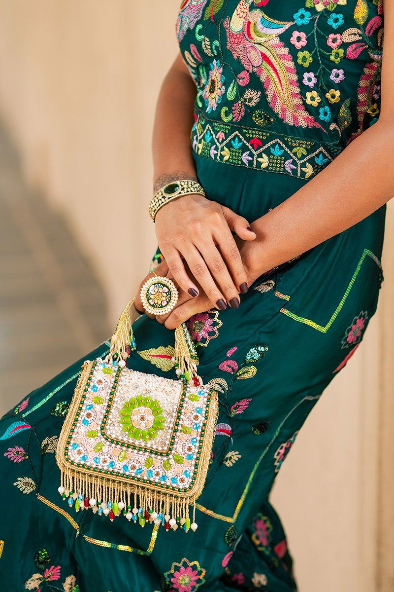 Antique Blue Stone Kundan Bracelet - Mayrake.in