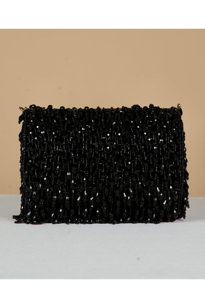 Black Clutch with Tassels and Beads - Mayrake
