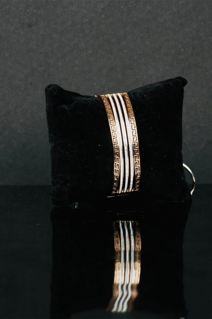 Copper Finish American Diamond Secure Lock Bracelet - Mayrake.in