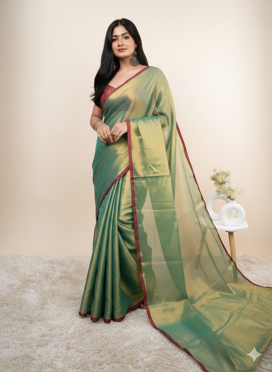 Mustard Gold Khadi Cotton Tissue Saree