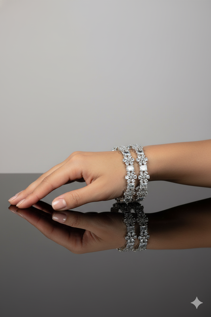 Sparkling American Diamond Jewellery Bangles Set with Shimmering Stones