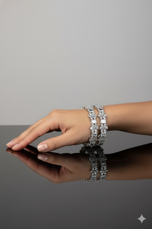 Sparkling American Diamond Jewellery Bangles Set with Shimmering Stones