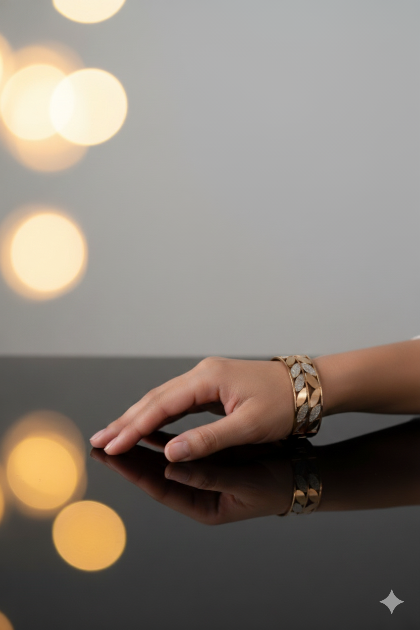 Mayrake Rose Gold Bracelet with Casting Leaves Design