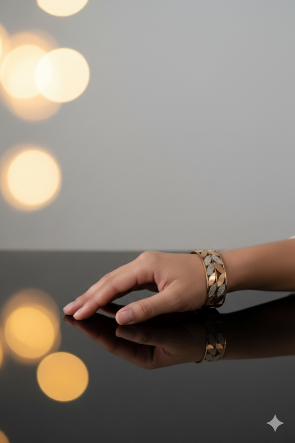 Mayrake Rose Gold Bracelet with Casting Leaves Design