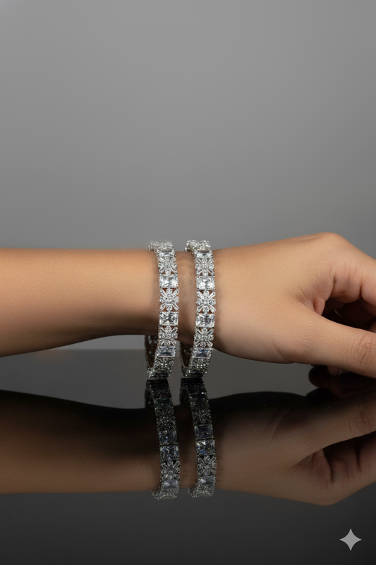 Sparkling American Diamond Jewellery Bangles Set with Shimmering Stones