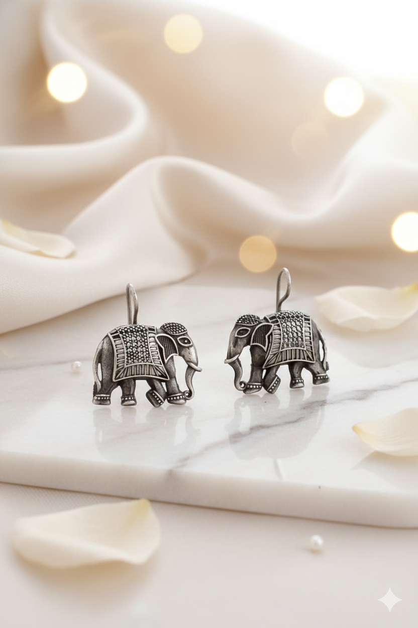 Oxidized Earrings Jewellery in Unique Elephant Shape Design