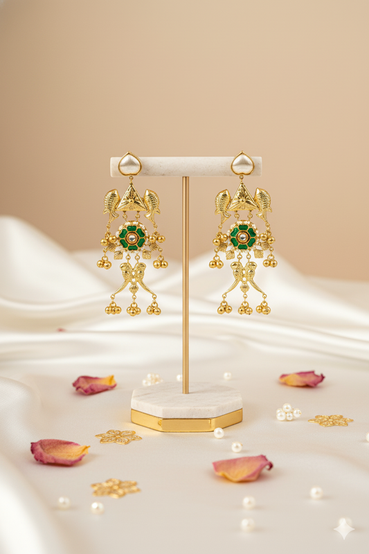 Mixed Metal Dangler Earrings Jewellery with Kundan Work and Pearl Accents
