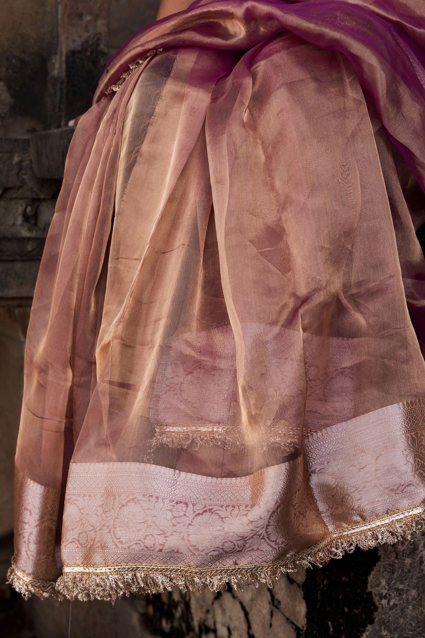 Handloom Maroon Pure Katan Tissue Silk Banarasi Saree - Mayrake.in