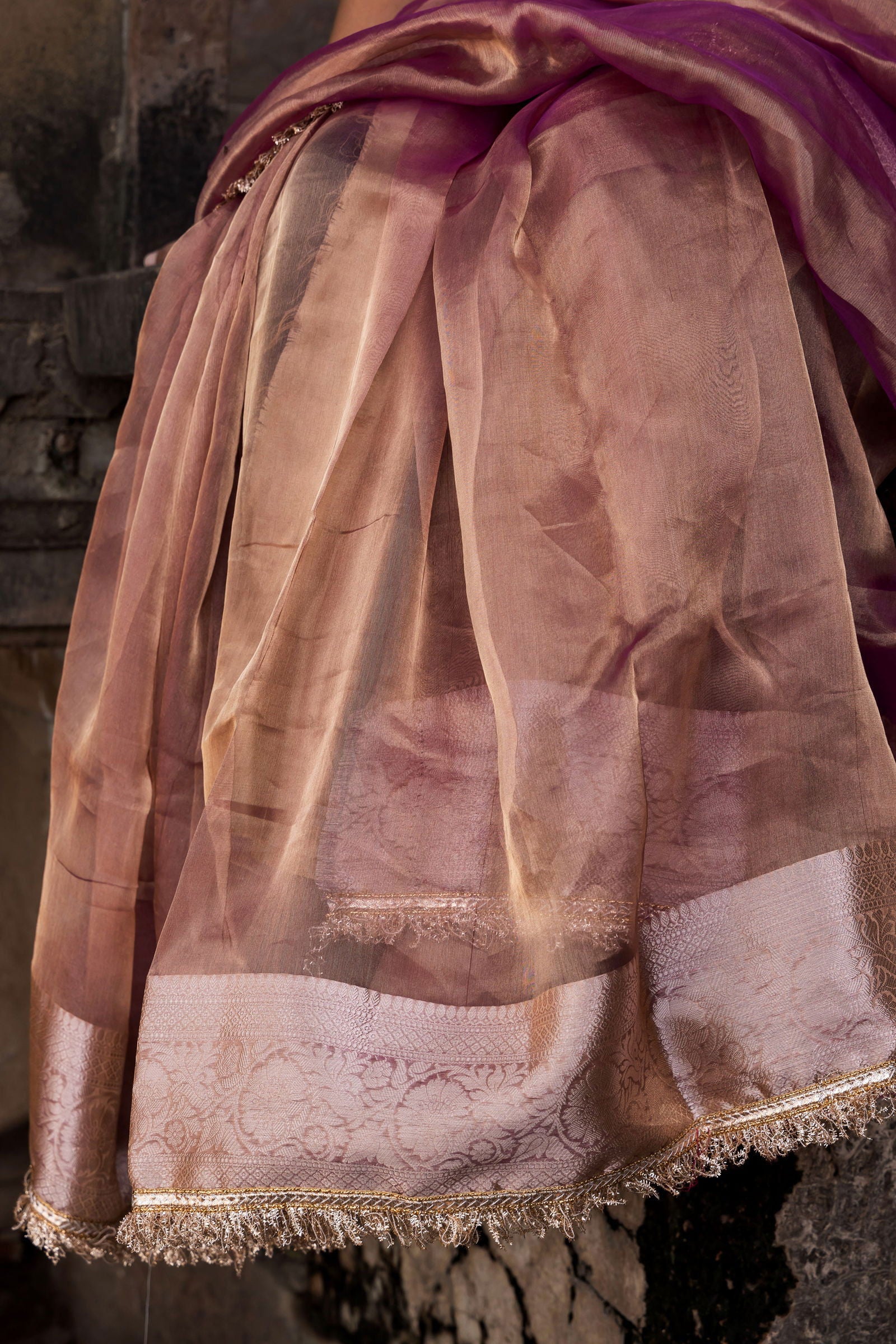 Handloom Maroon Pure Katan Tissue Silk Banarasi Saree - Mayrake.in