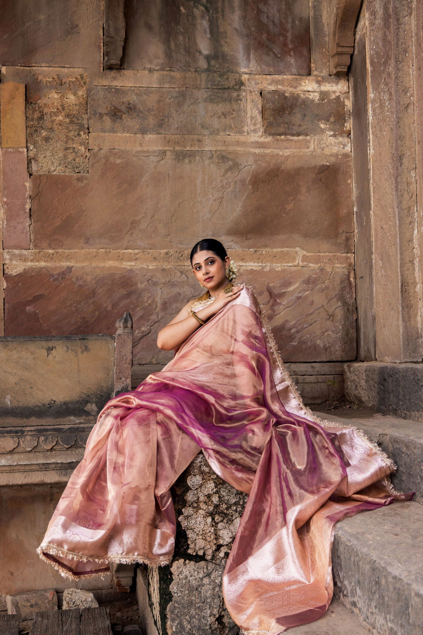Handloom Maroon Pure Katan Tissue Silk Banarasi Saree - Mayrake.in