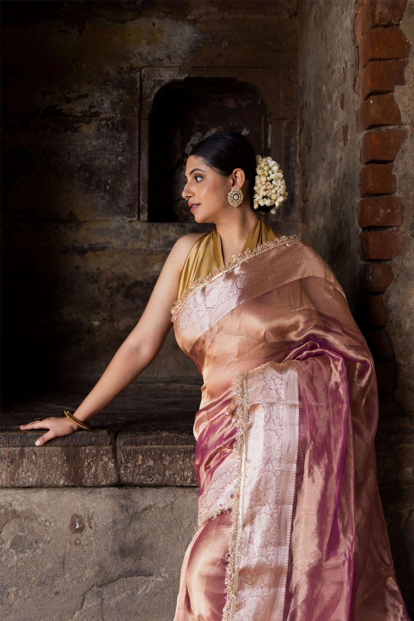 Handloom Maroon Pure Katan Tissue Silk Banarasi Saree - Mayrake.in