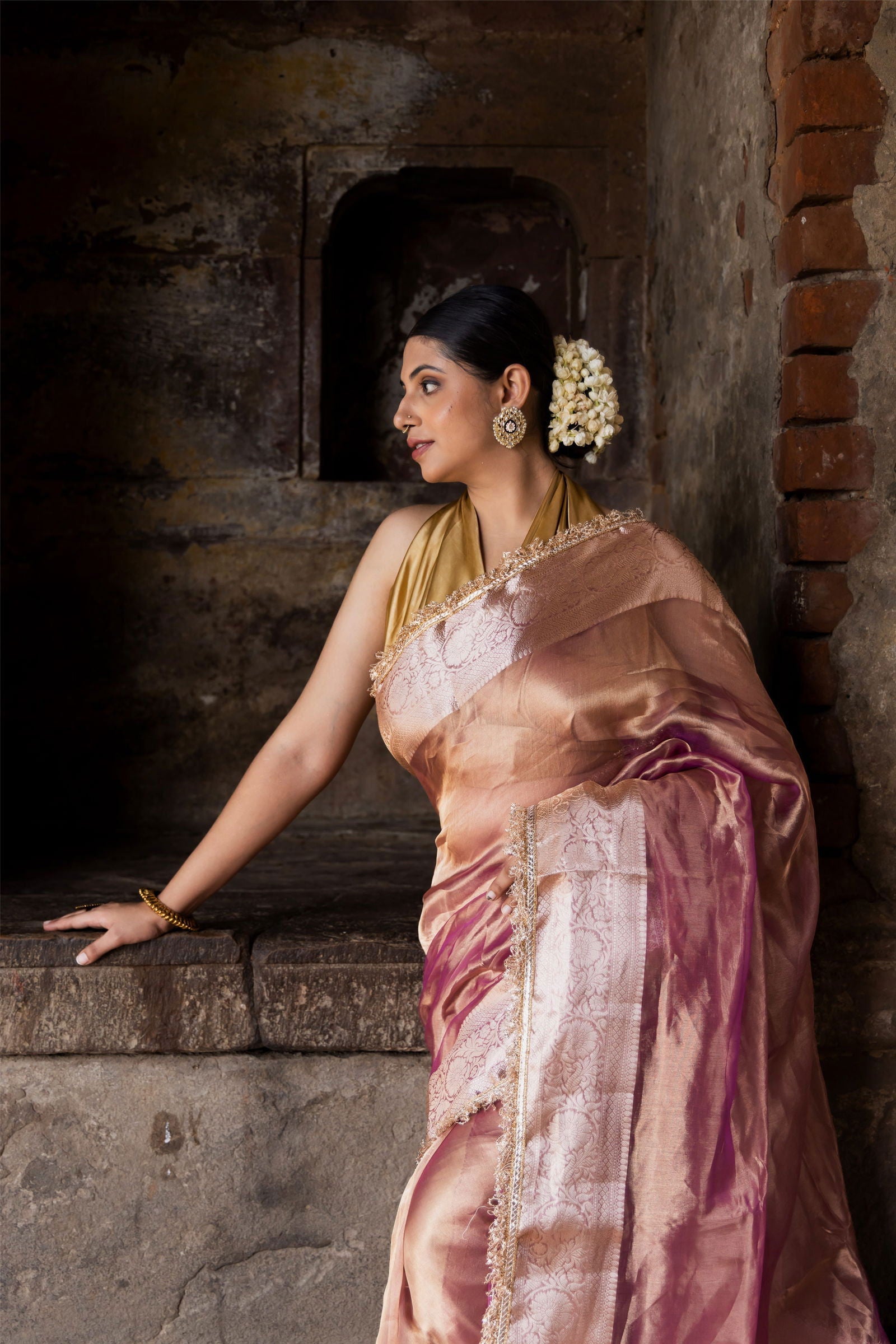 Handloom Maroon Pure Katan Tissue Silk Banarasi Saree - Mayrake.in