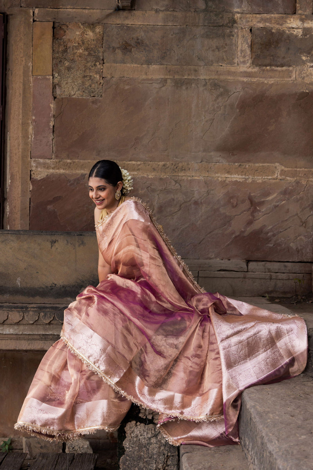 Handloom Maroon Pure Katan Tissue Silk Banarasi Saree - Mayrake.in