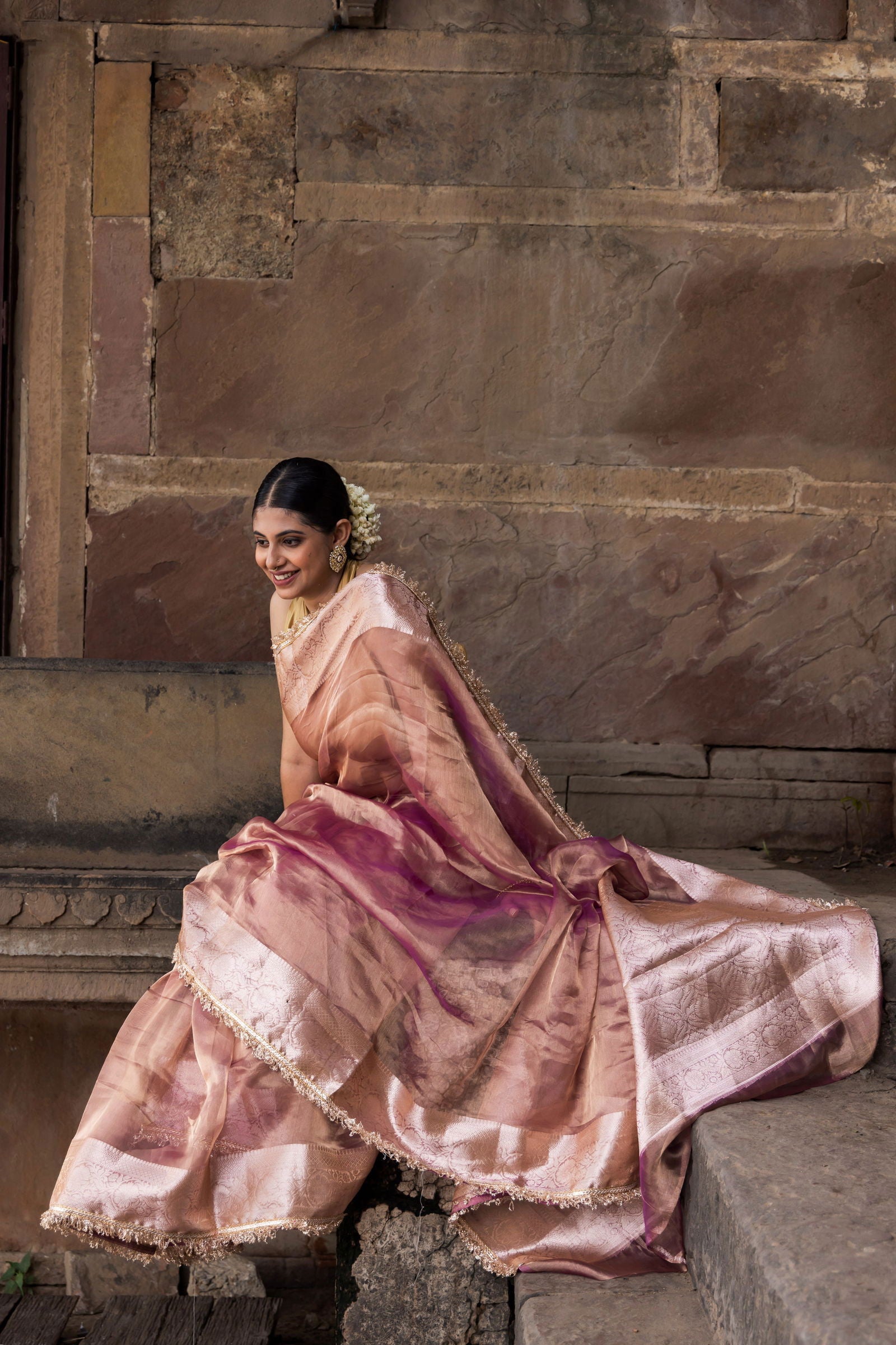 Handloom Maroon Pure Katan Tissue Silk Banarasi Saree - Mayrake.in