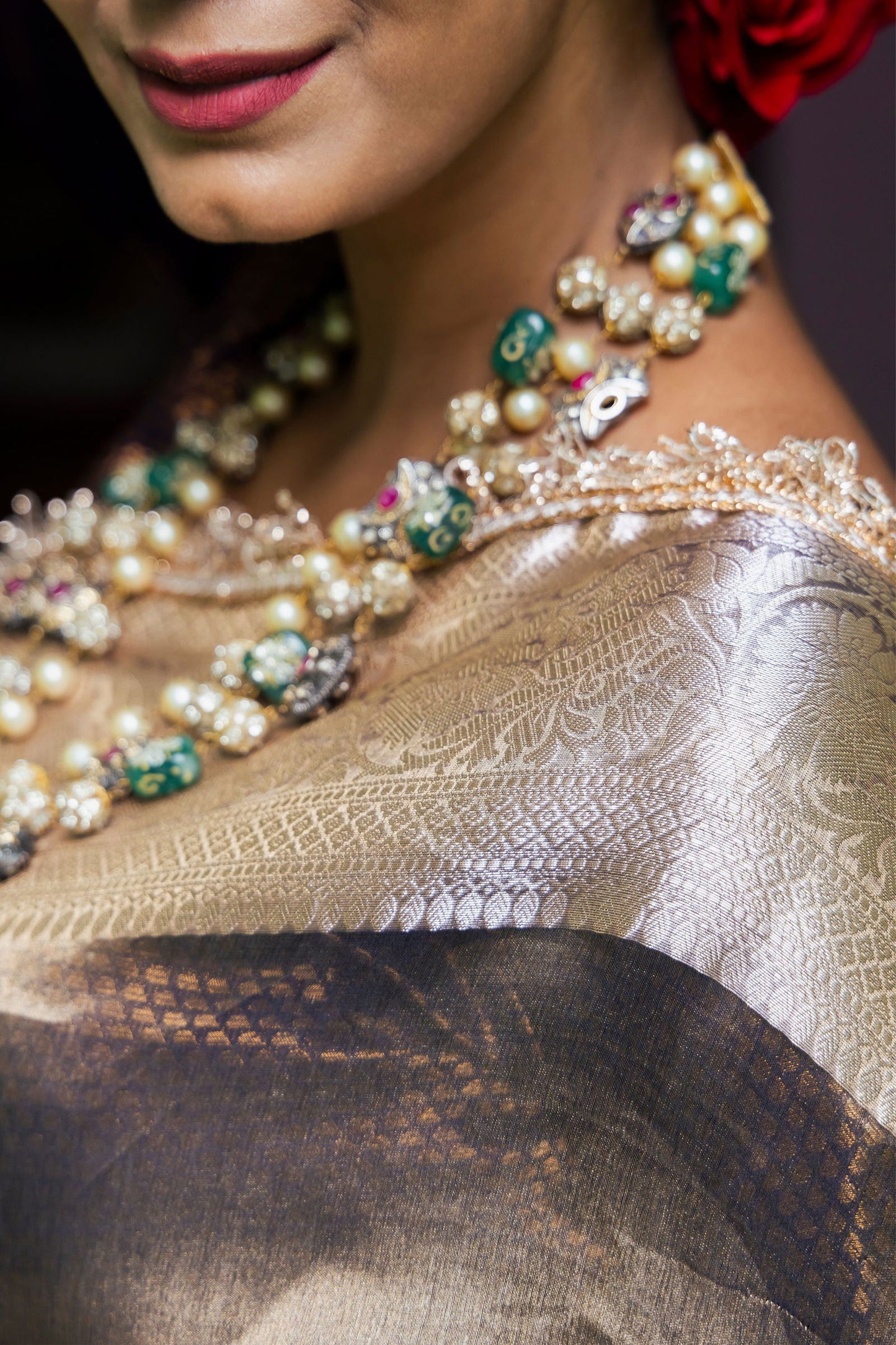 Handloom Purple Blue Pure Katan Tissue Silk Banarasi Saree - Mayrake.in