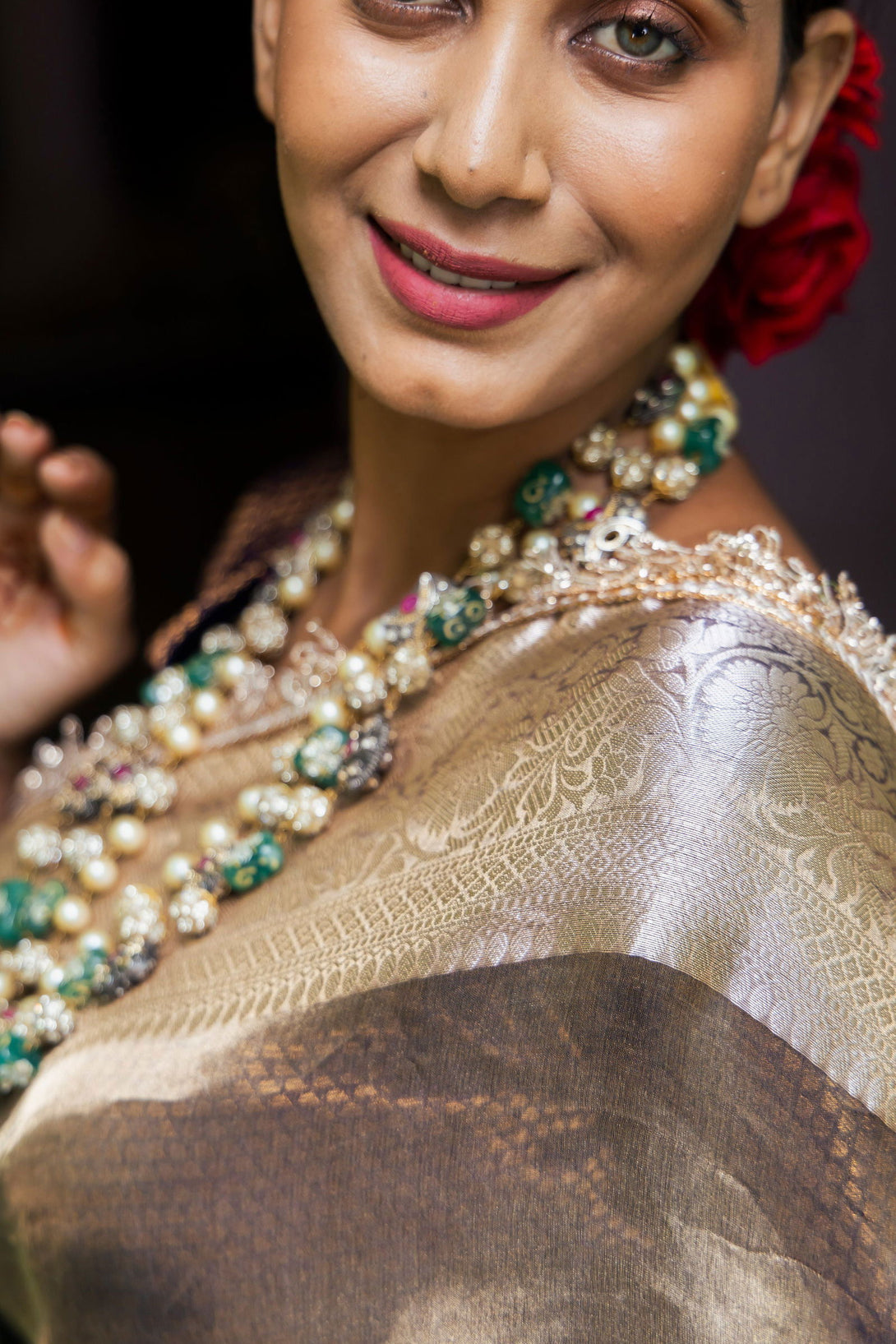 Handloom Purple Blue Pure Katan Tissue Silk Banarasi Saree - Mayrake.in