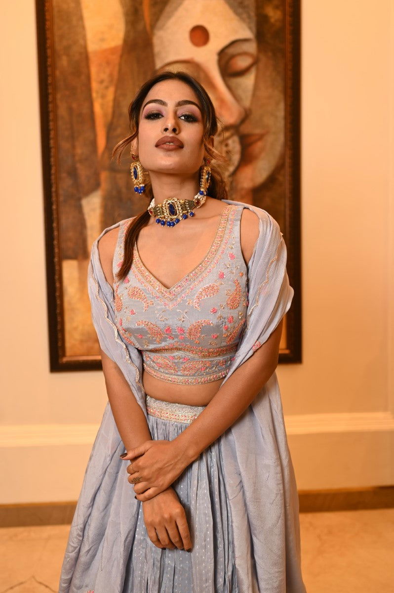 Kundan Blue Beads Choker with Matching Earrings - Mayrake.in