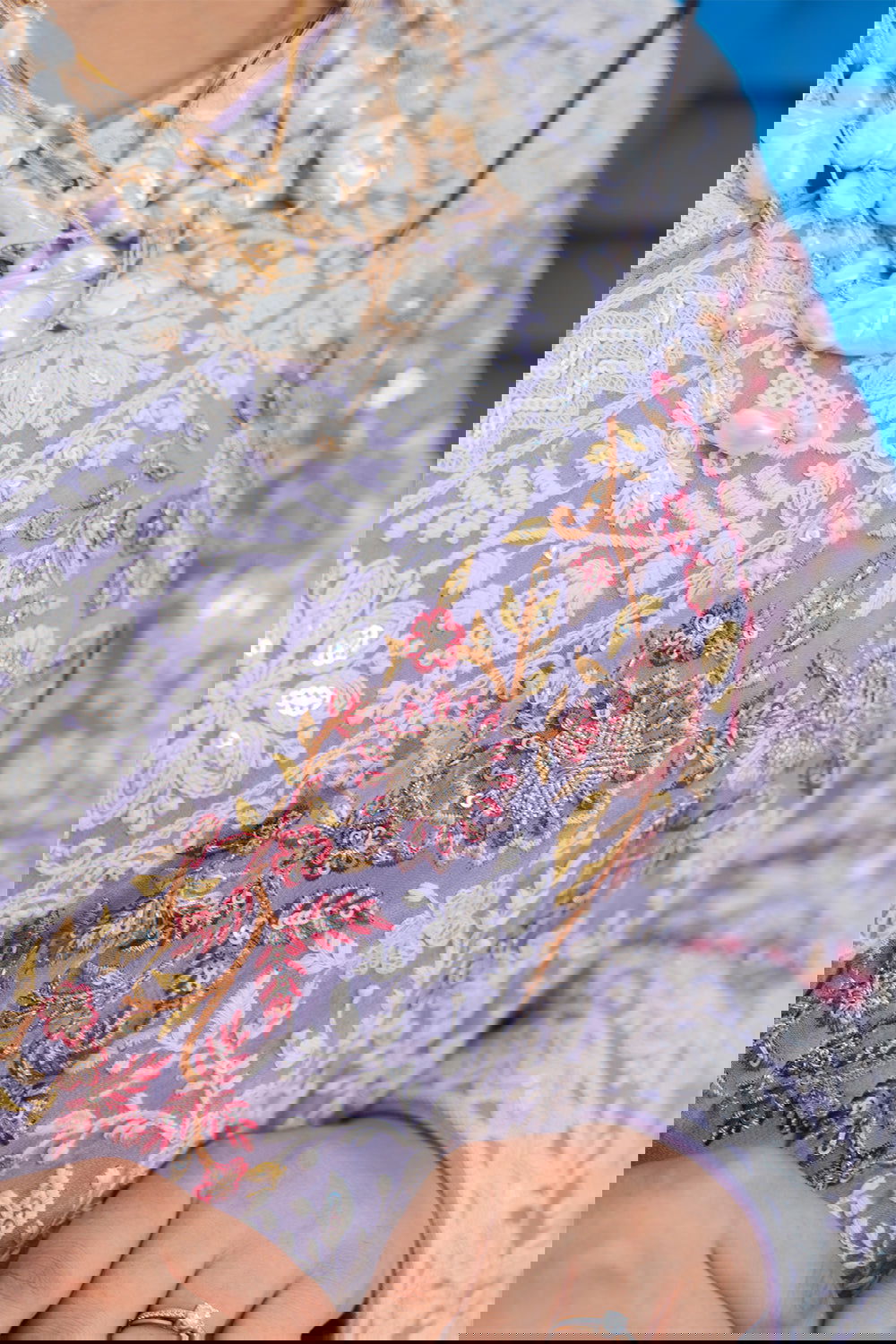 Lavender Purple Lucknowi Georgette Saree with Beautiful Tassels and Zari Work - Mayrake.in