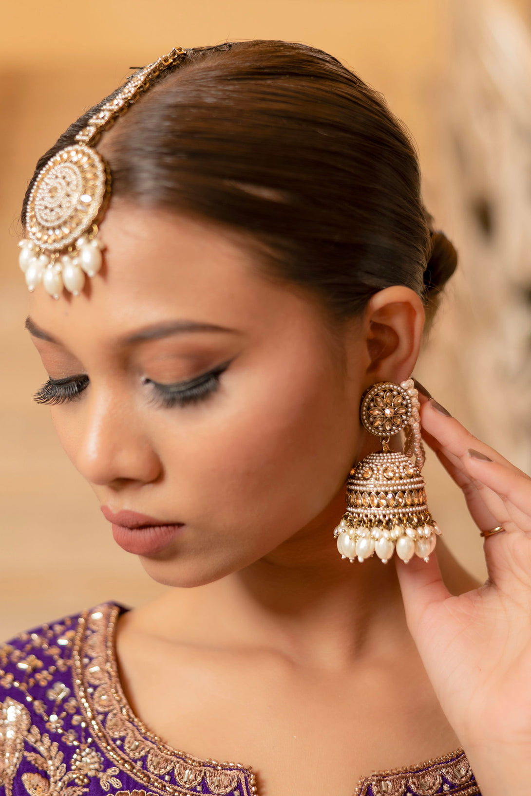 Mayrake Beautiful Pearl Jhumka With Back Chain - Mayrake.in
