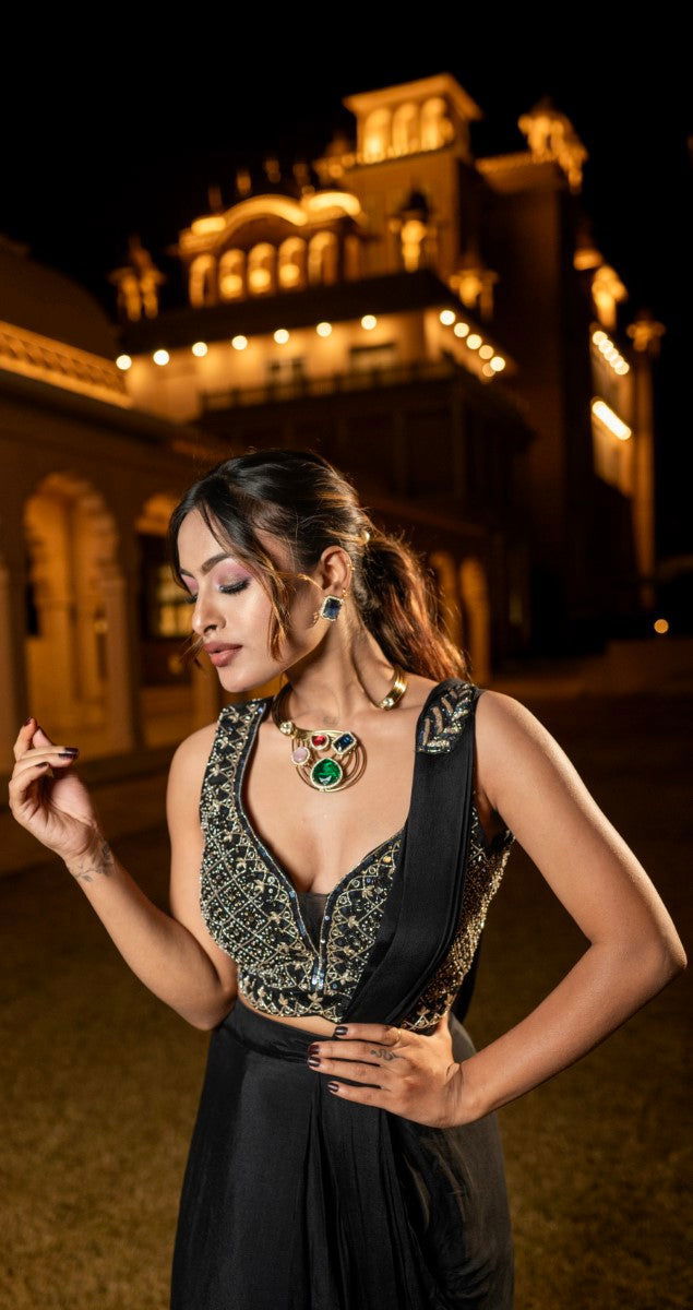 Multi-Stone Hasli Style Blue Stone Earrings Necklace - Mayrake.in