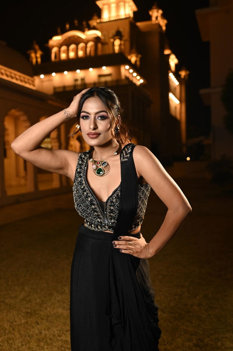 Multi-Stone Hasli Style Blue Stone Earrings Necklace - Mayrake.in