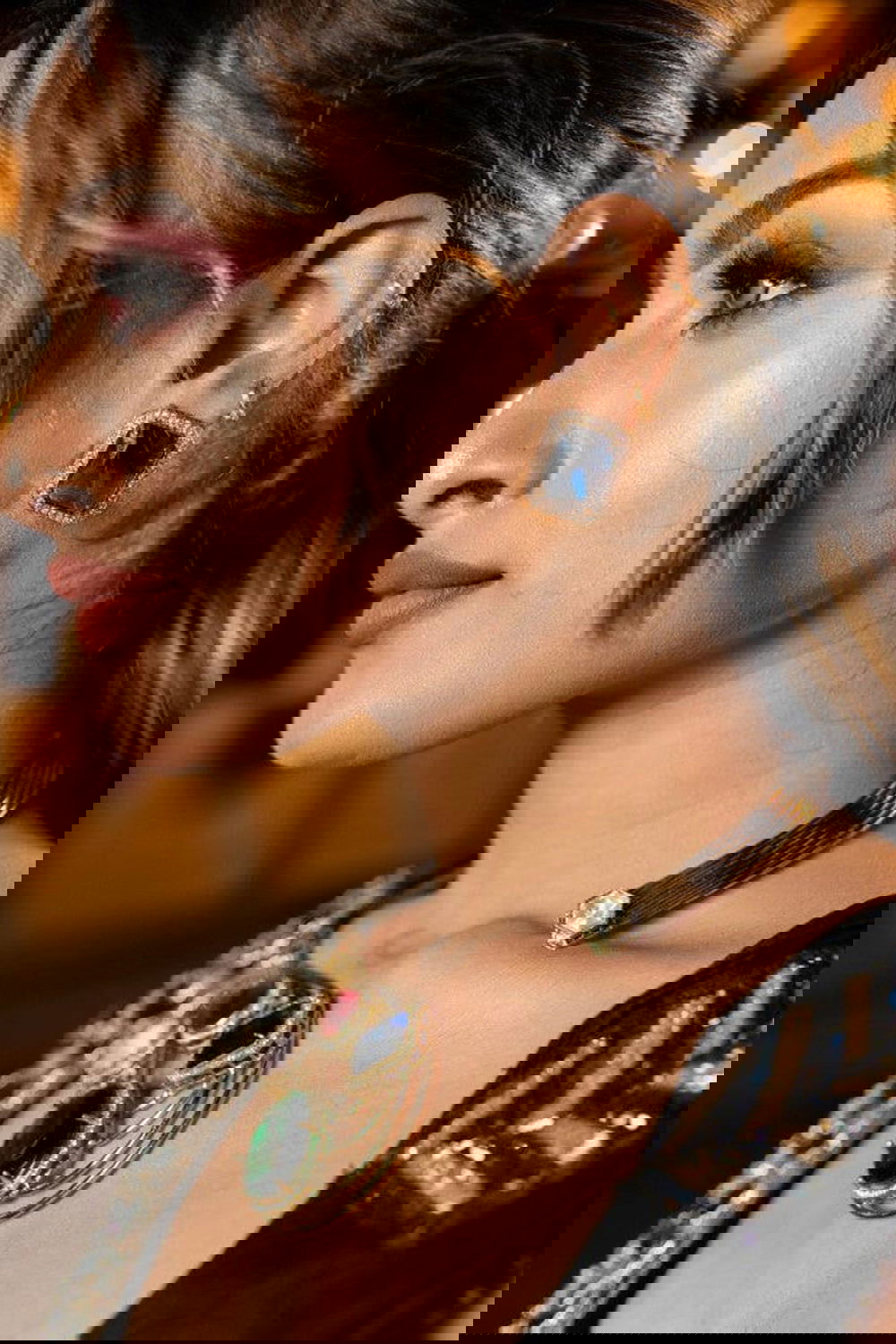 Multi-Stone Hasli Style Blue Stone Earrings Necklace Jewellery - Mayrake.in