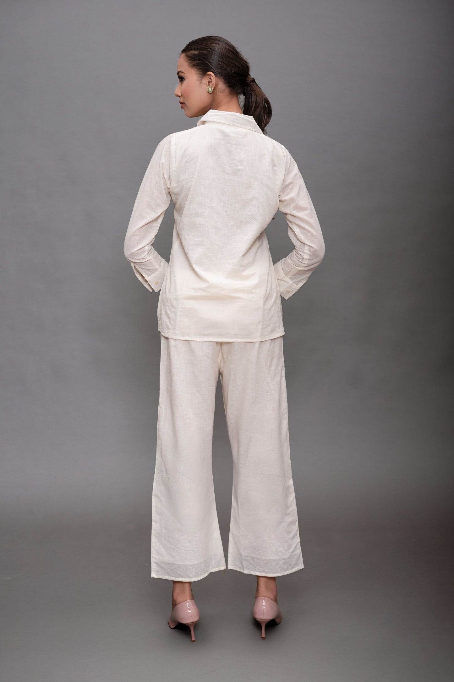 Cream White Cotton Cord Set with Embroidery and Animal Motifs