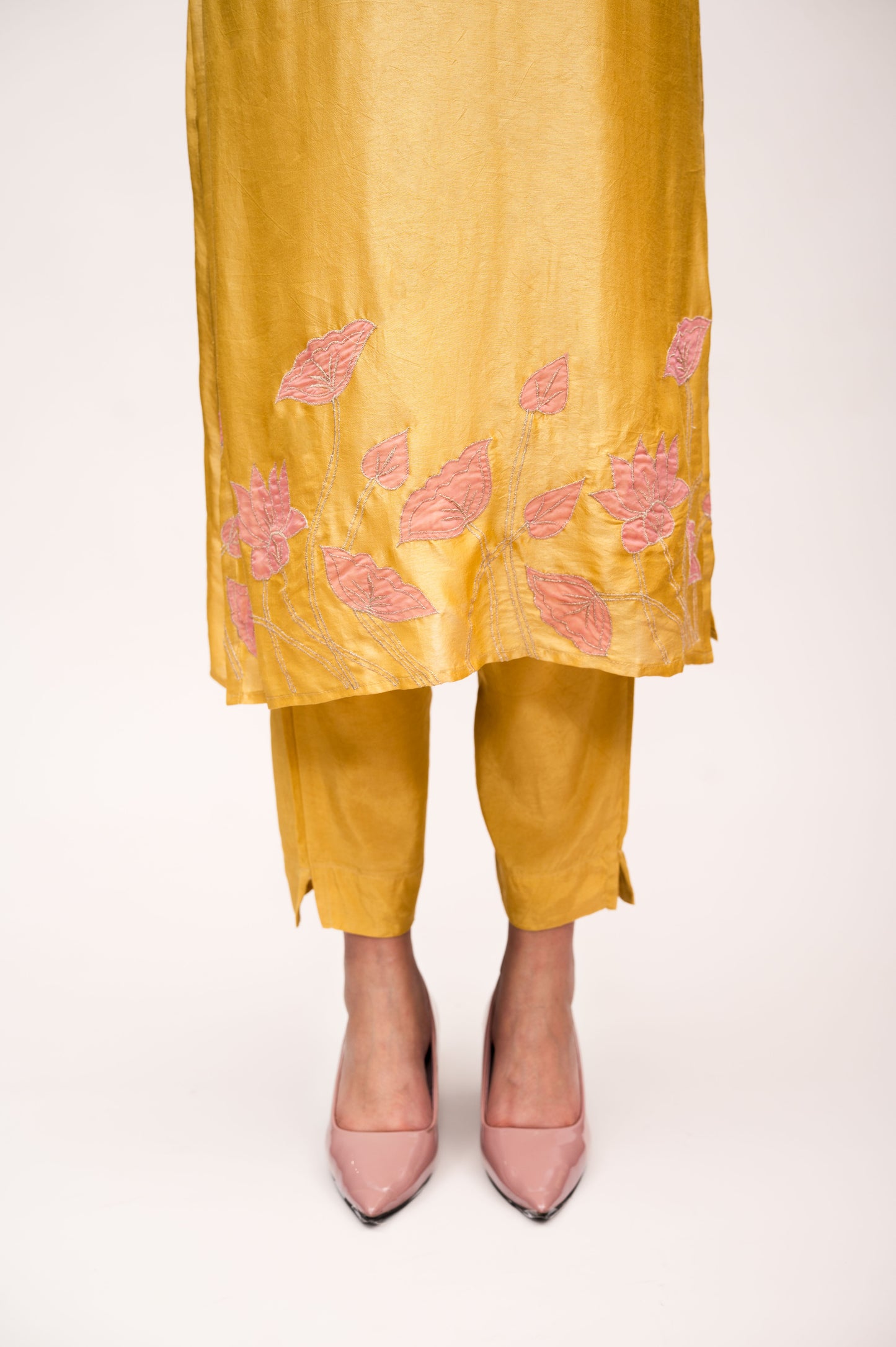 Yellow Silk Suit with Pant & Dupatta – Elegant Zari Work Detailing