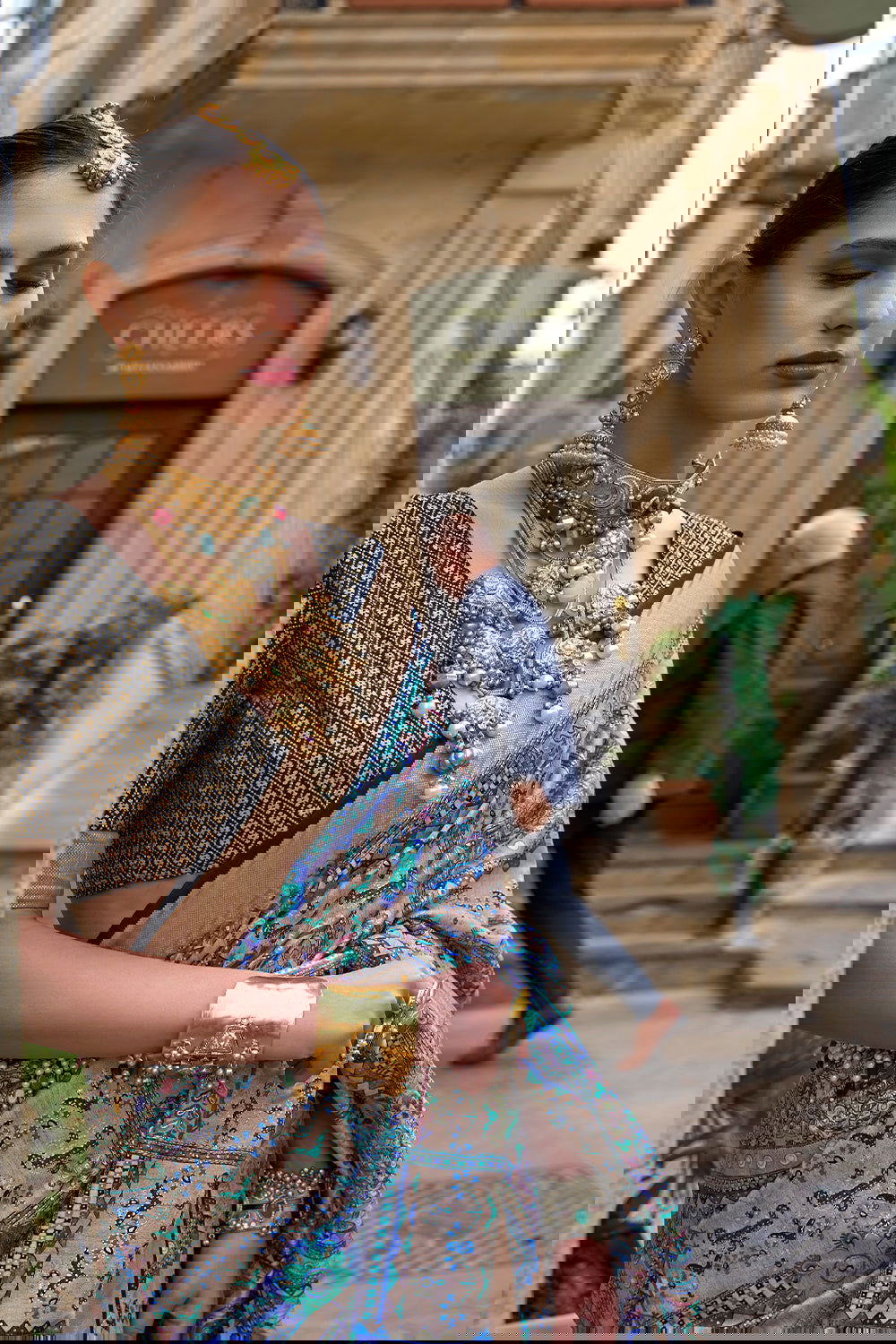 Pastel Blue Raw Silk Saree with Floral Motifs - Mayrake.in