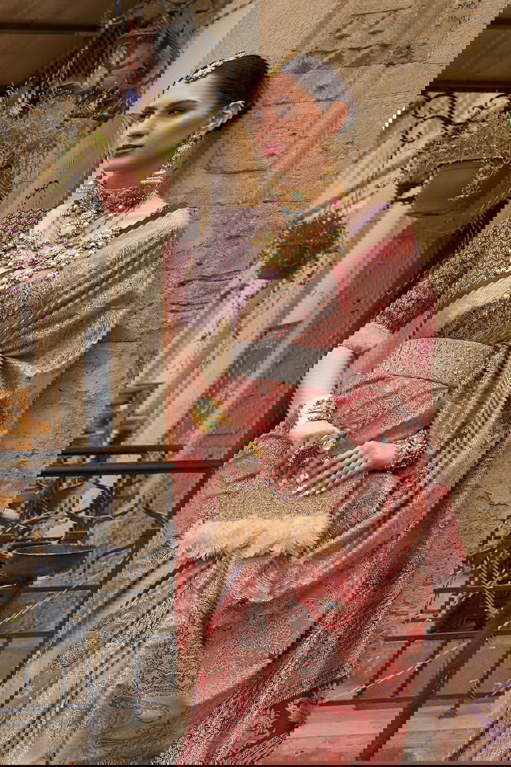 Peach Orange Raw Silk Saree with Floral Motifs - Mayrake.in