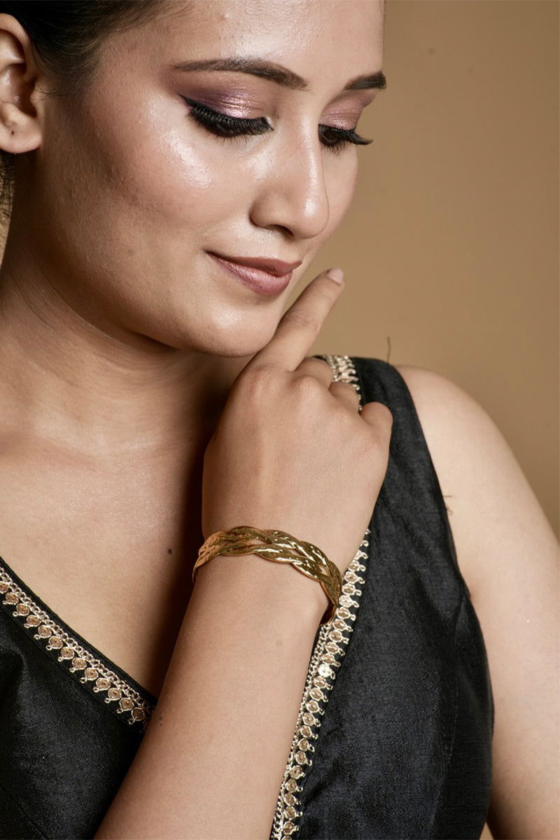 Premium Golden Cross Layered Cuff Bracelets - Mayrake.in