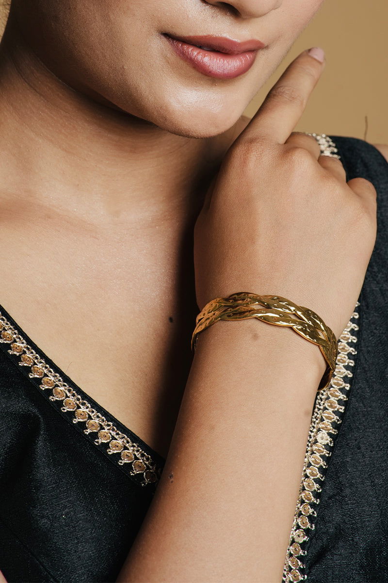 Premium Golden Cross Layered Cuff Bracelets - Mayrake.in