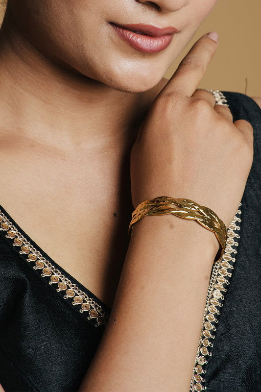 Premium Golden Cross Layered Cuff Bracelets - Mayrake.in