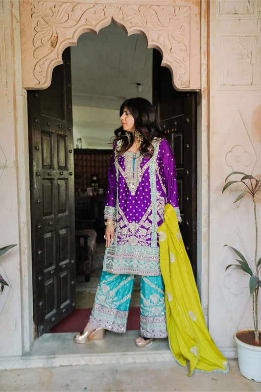 Purple Georgette Embroidered  Suit - Mayrake.in