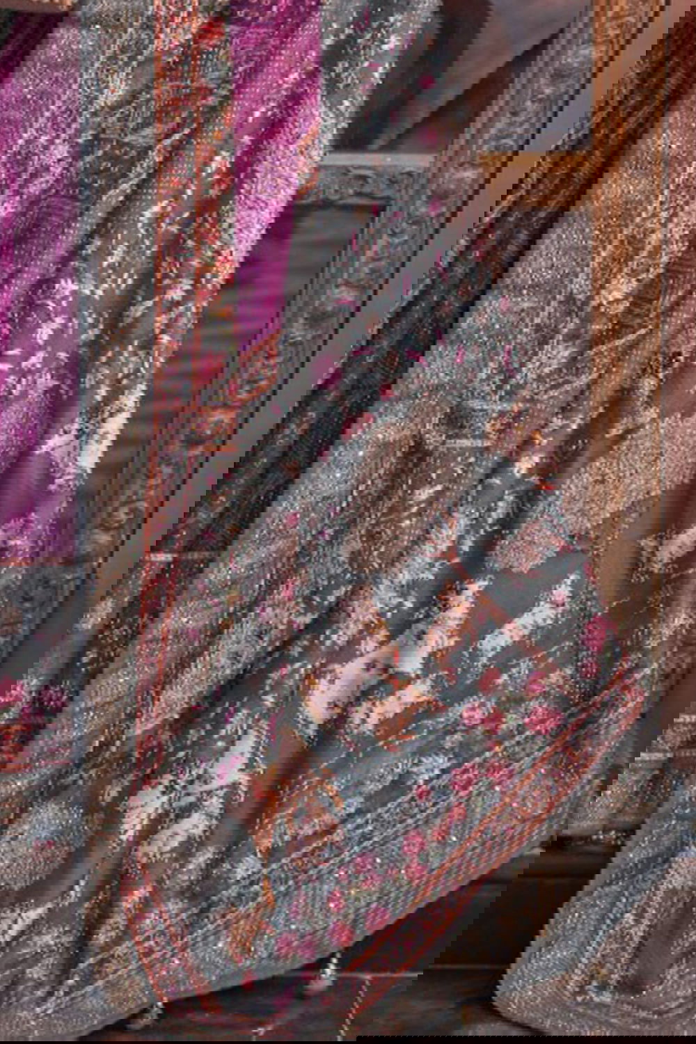 Purple Raw Silk Saree with Regal Bovine Motifs - Mayrake.in