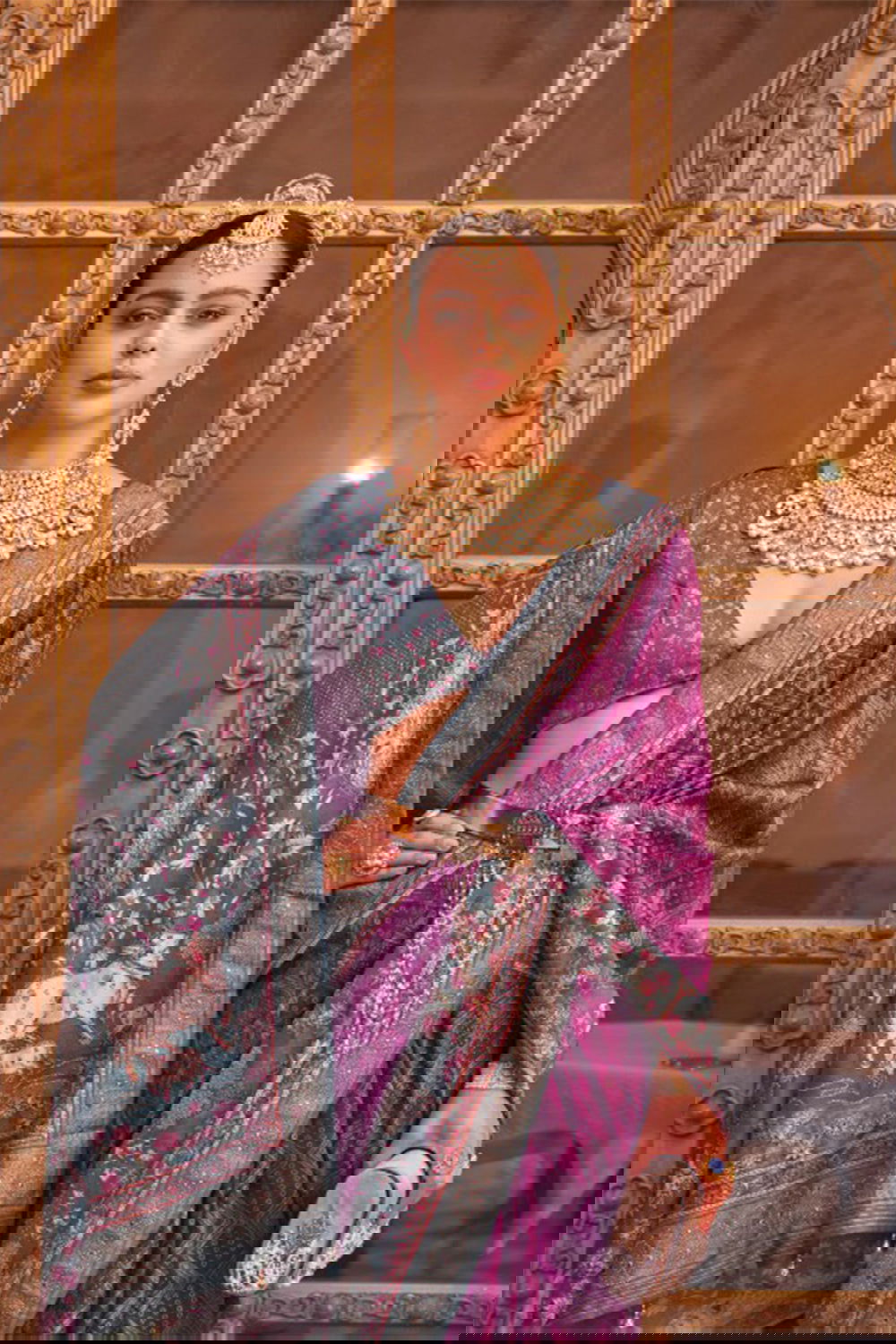 Purple Raw Silk Saree with Regal Bovine Motifs - Mayrake.in