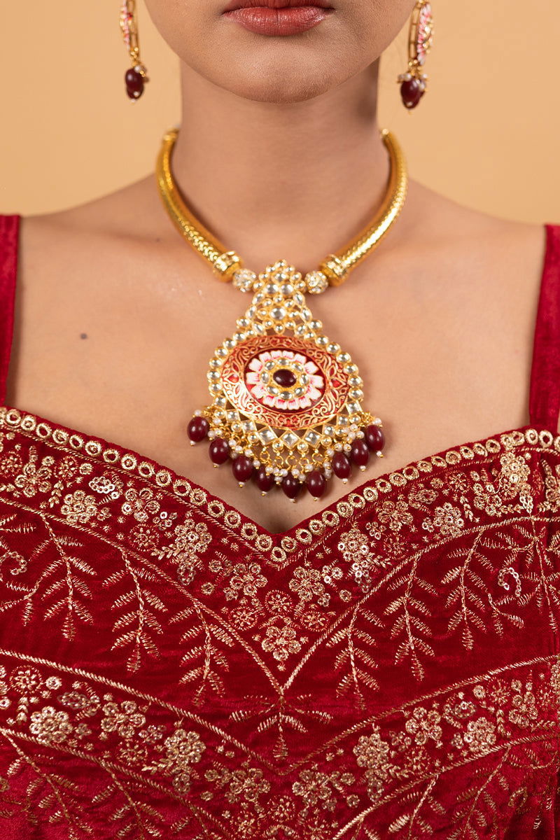 Red Velvet Embroidered Palazzo Sets - Mayrake.in