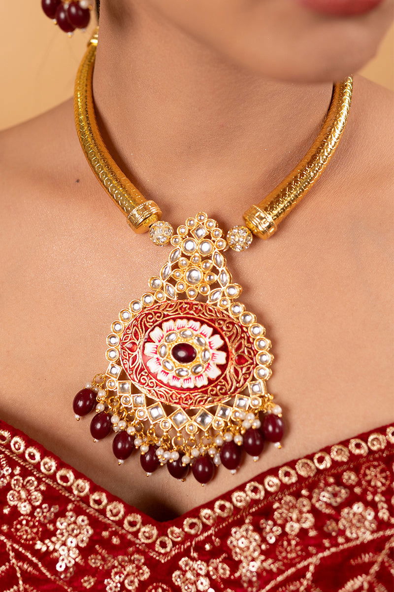 Red Velvet Embroidered Palazzo Sets - Mayrake.in