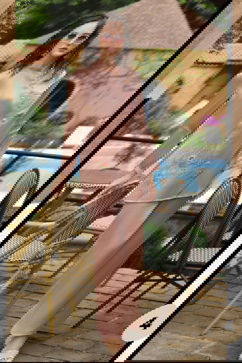 Rose Pink Handwork Viscose Silk Cord-Set Suit with Pant with Pocket - Mayrake.in