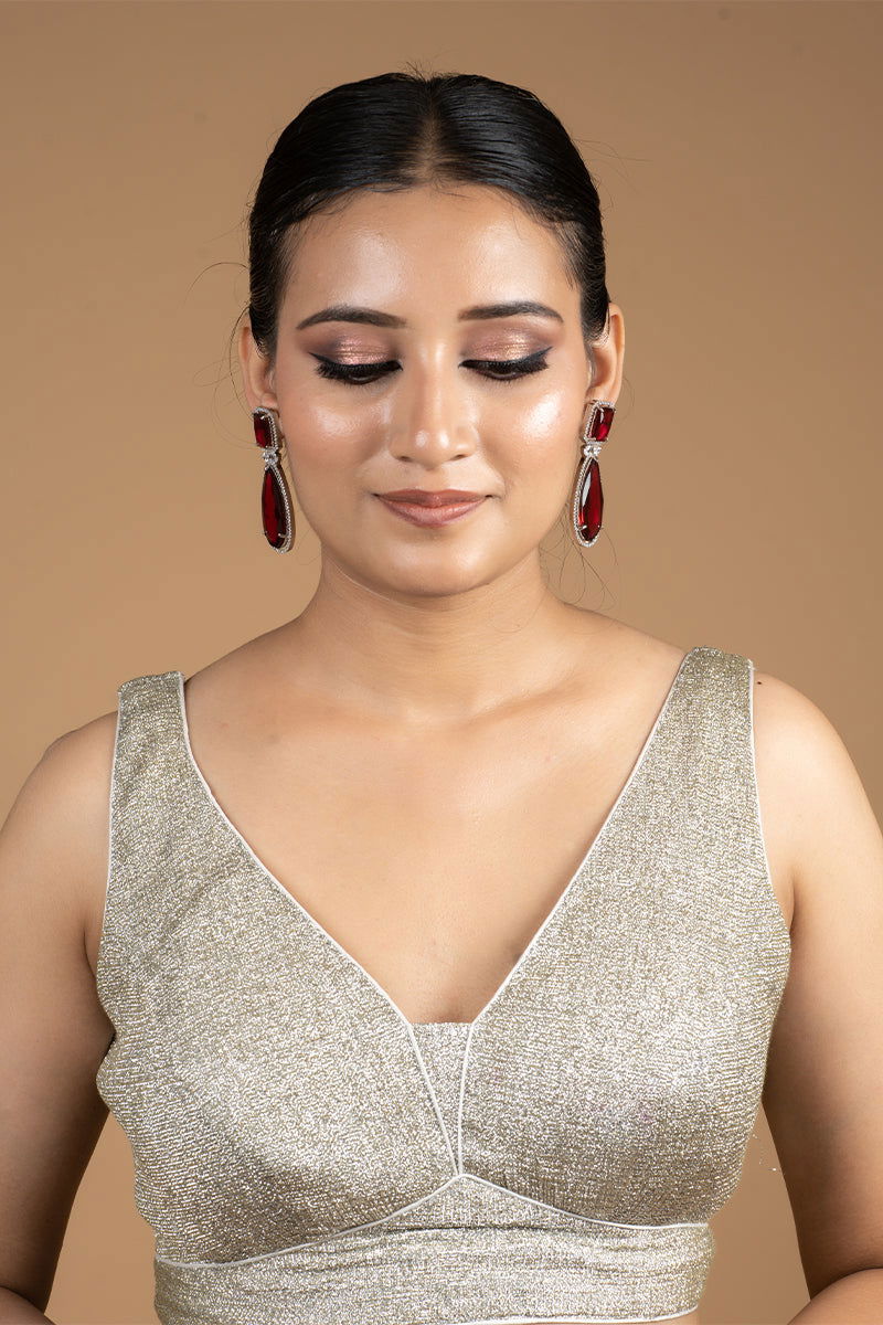 Ruby Red AD Teardrop Embellished Stones Earrings - Mayrake.in