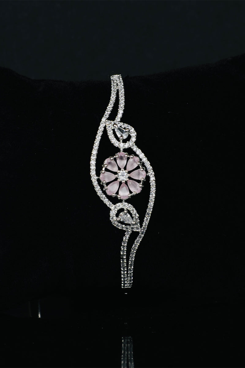 Sparkling AD Pink Stones Elegant Link Lock Bracelets - Mayrake.in