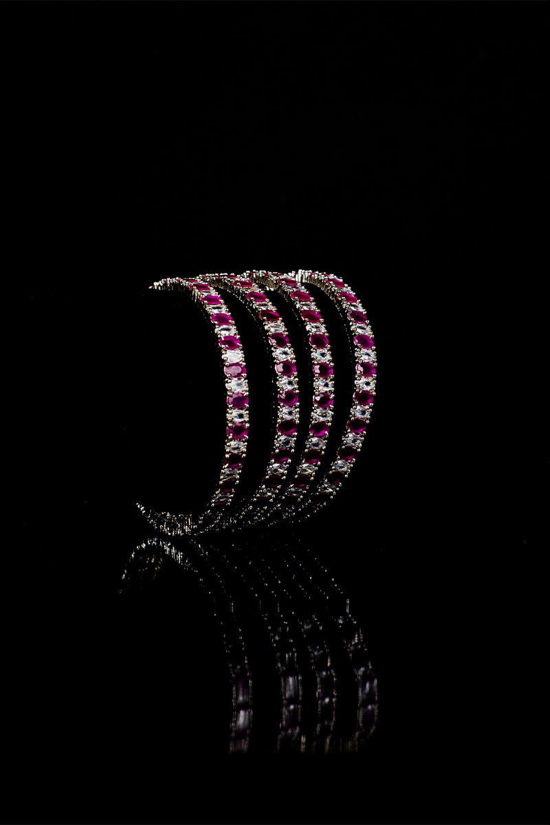 Sparkling AD Ruby Stones Bangles Set of Four - Mayrake.in