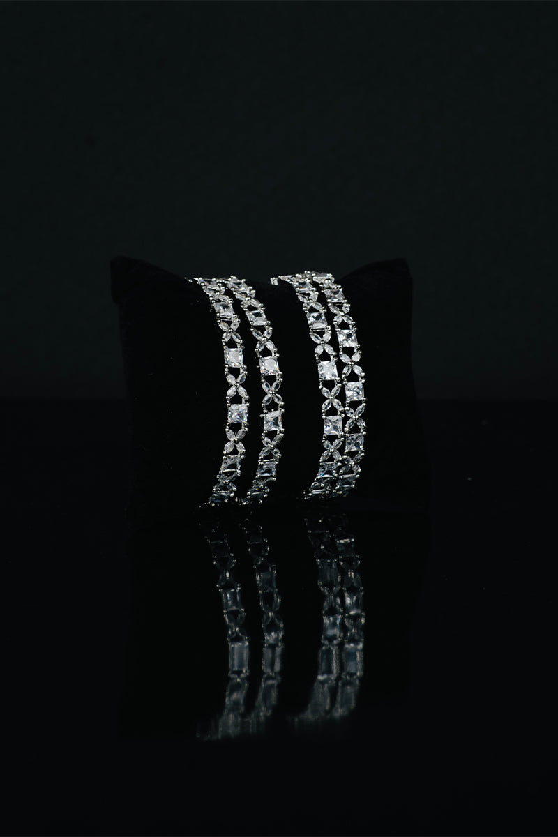 Sparkling AD Shimmering Stones Bangles Set - Mayrake.in