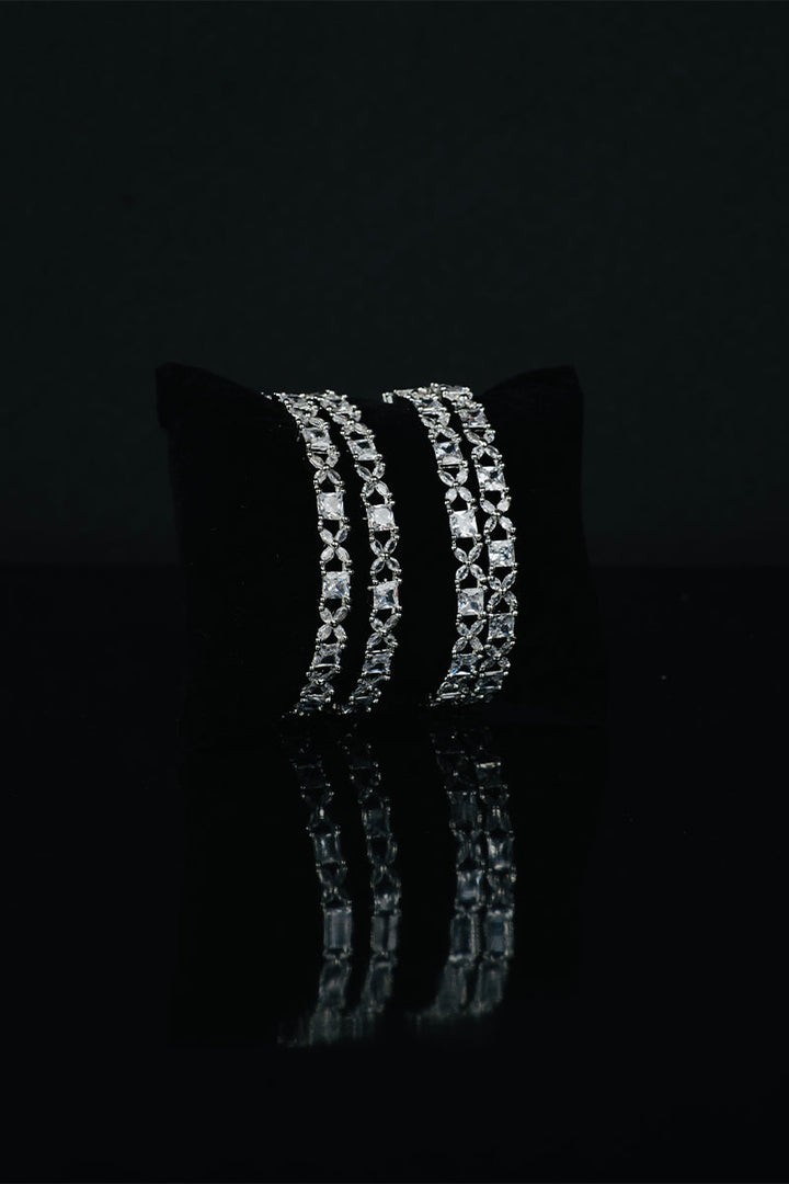 Sparkling AD Shimmering Stones Bangles Set - Mayrake.in